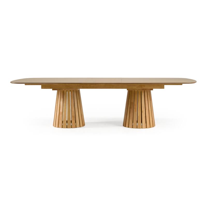 Modrest Truman Mid-Century Modern Natural Oak Extendable Dining Table