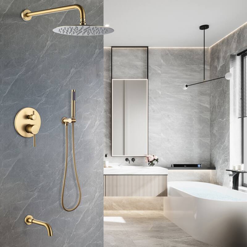 9.84" Solid Brass Pressure Banlanced Shower System with Rough in-Valve