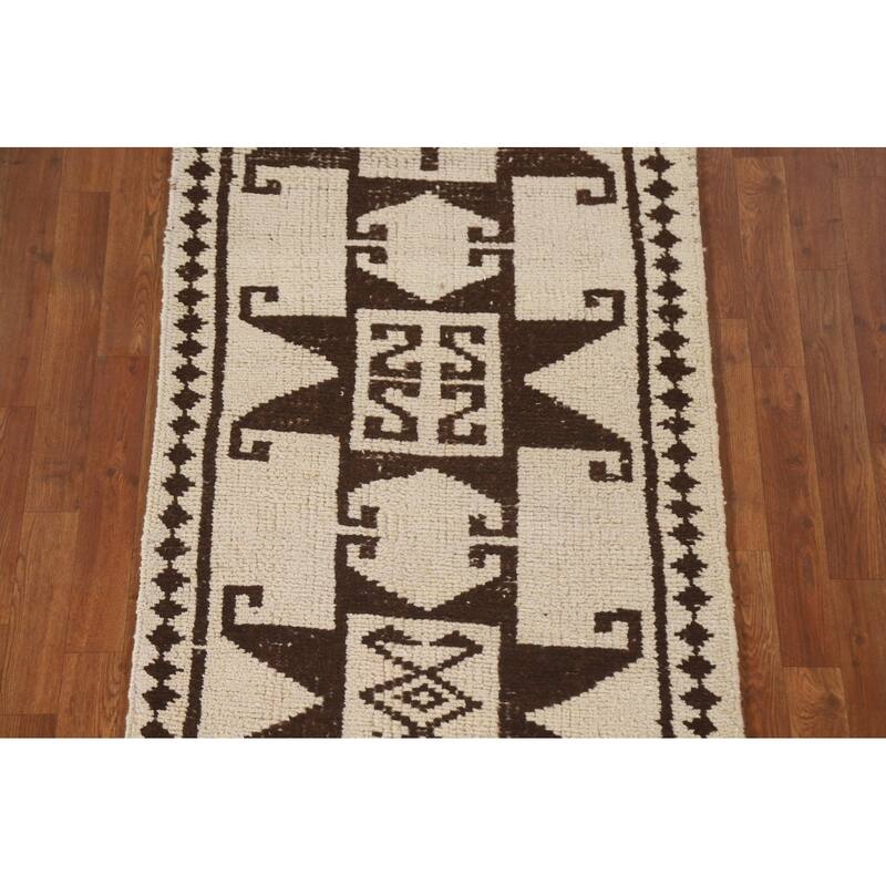 Turkish Anatolian Runner Rug Hand-knotted Natural Dye Wool Carpet - 2'10"x 15'1"