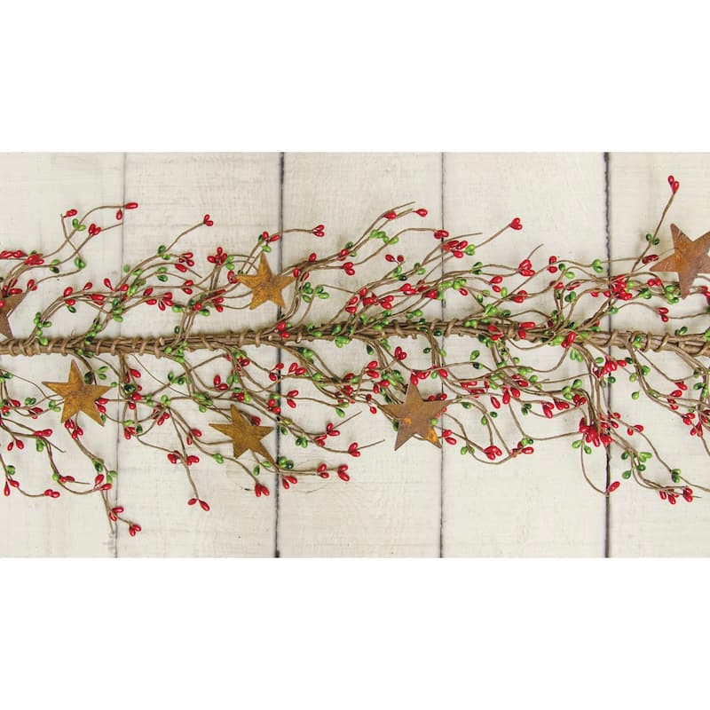 Pip Berry Garland With Stars Red and Green 40" - Red/Green - 40 inches