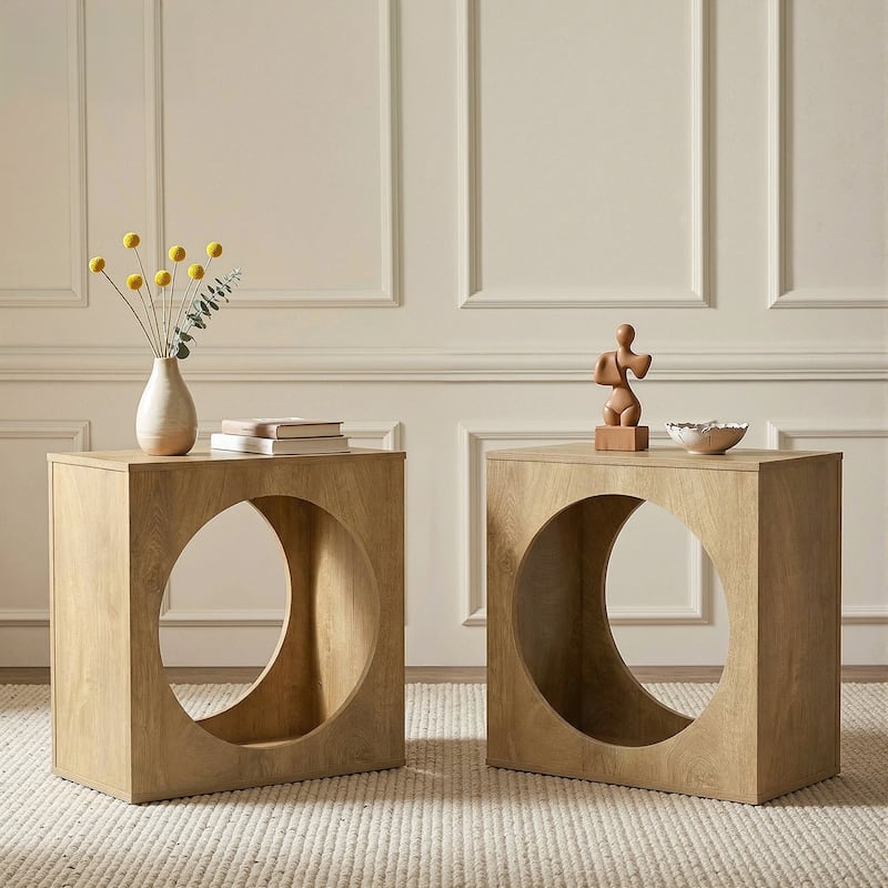 End Table for Living Room, Rectangular Modern Wooden Side Table