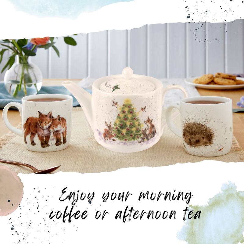 Royal Worcester Wrendale Designs Oh Christmas Tree Teapot - 16 oz