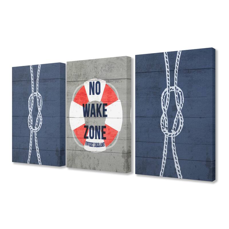 Stupell No Wake Zone 3pc Multi Piece Canvas Wall Art Set, 10 x 24
