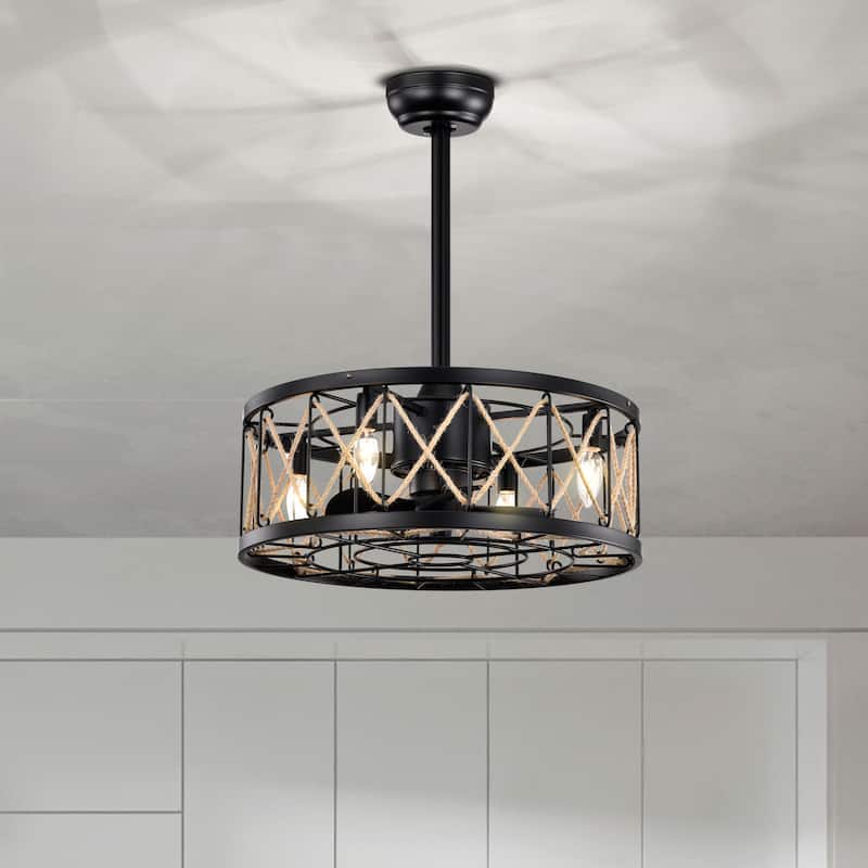 20.4'' 5 ABS Fan Blades, Modern Ceiling Fan with Remote Control, Noiseless Reversible AC Motor for BedrooM - Matte Black