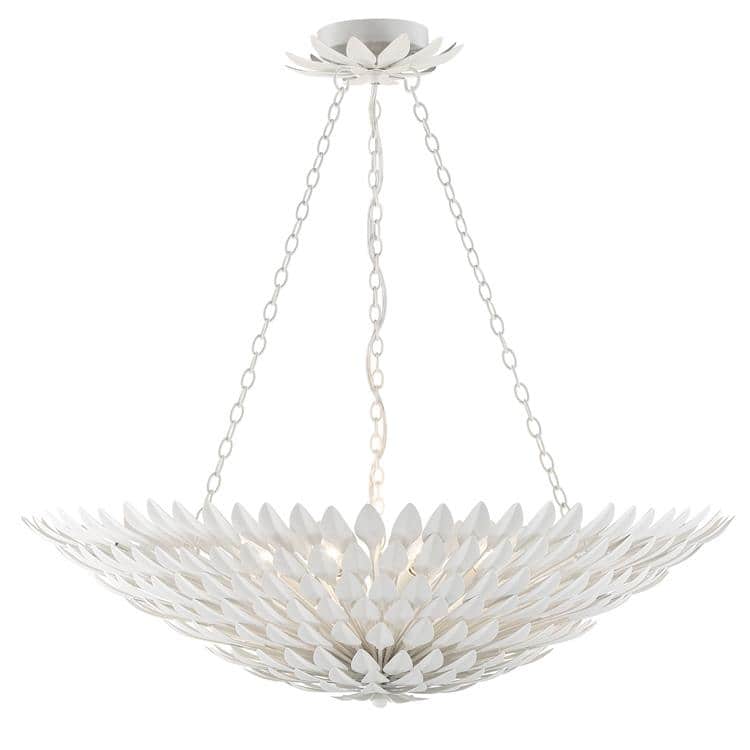 Broche 8 Light Matte White Chandelier - 30'' W x 12'' H - 30'' W x 12'' H