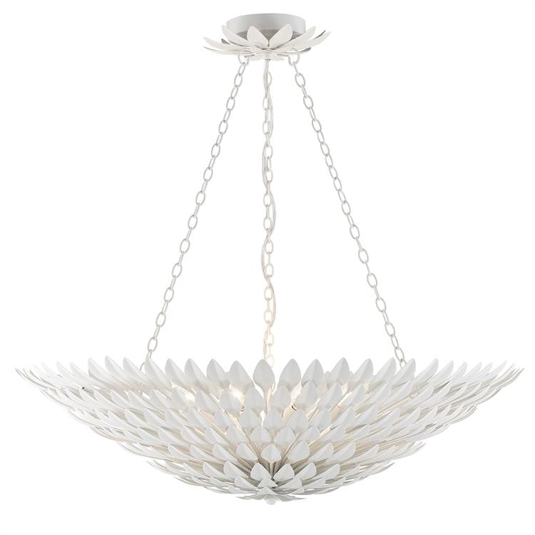 Broche 8 Light Matte White Chandelier - 30'' W x 12'' H