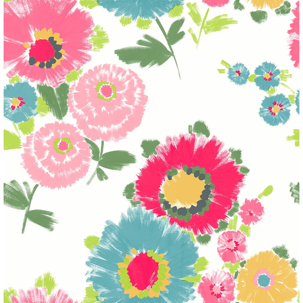 A-Street Prints Essie Pink Painterly Floral Wallpaper