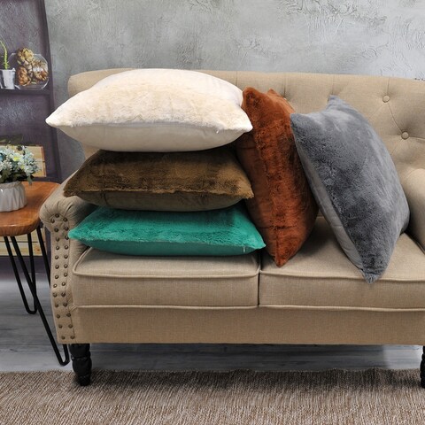 Decorative Solid Fauxfur Square Pillow Covers set of 2, NO INSERT