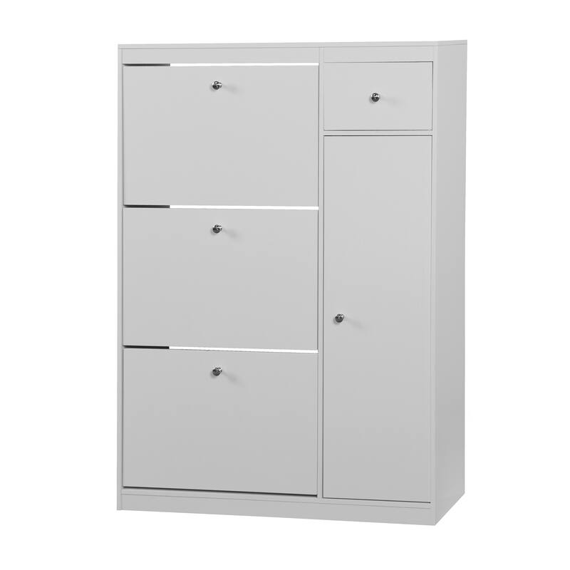 Shoe Storage Cabinet for Entryway,Shoe Organizer with 3 Flip Drawers,Adjustable Shelf & Drawer