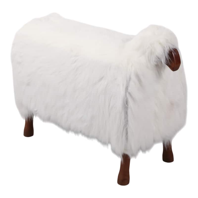 Faux Fur Wood Decorative Figurine Fuzzy Sheep Accent with Casual Style - 45" x 17.75" x 32.75" - White - 45" x 17.75" x 32.75"