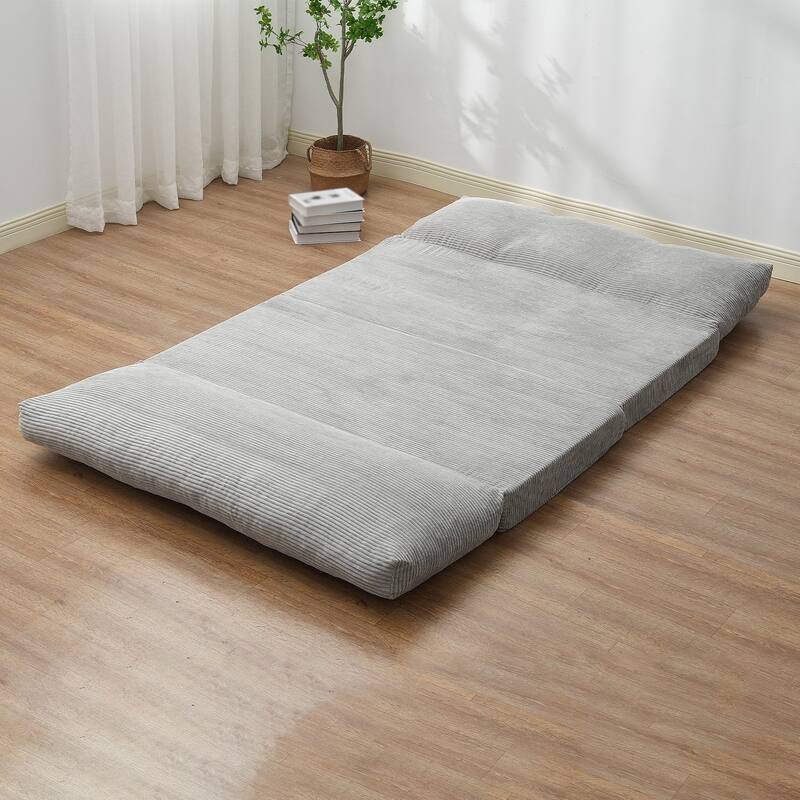 Dark Grey Full Foam Fabric Foldable Sofa Bed with Ergonomic Backrest - 94.88” L x 54” W x 4.72” H