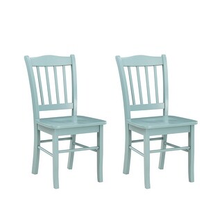 Bray 21 Inch Wood Dining Chairs, Set of 2, Contoured Seats, Aqua Green ...
