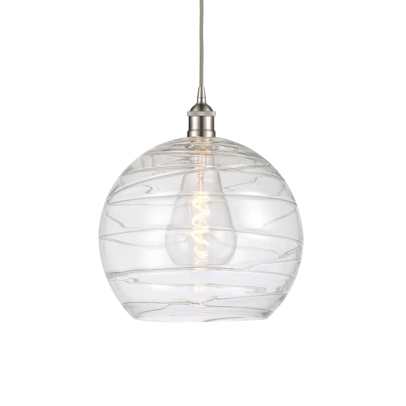 Innovations Lighting 616-1P-16-13 Athens Pendant Athens 13" Wide - Brushed Satin Nickel / Clear Deco Swirl