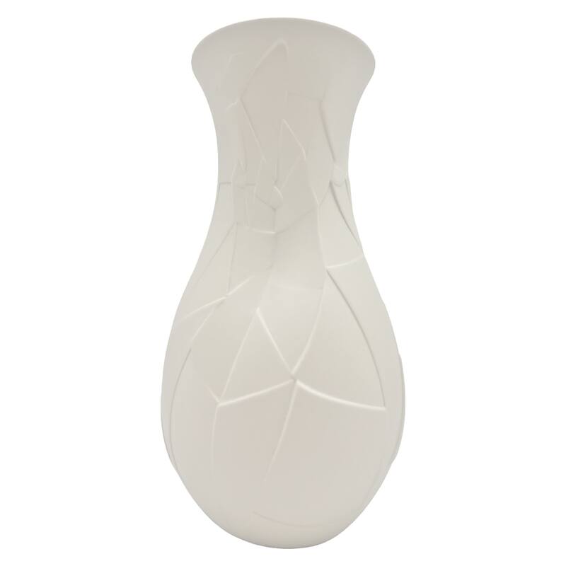 12 Inch Tall Ceramic Flower Vase - White