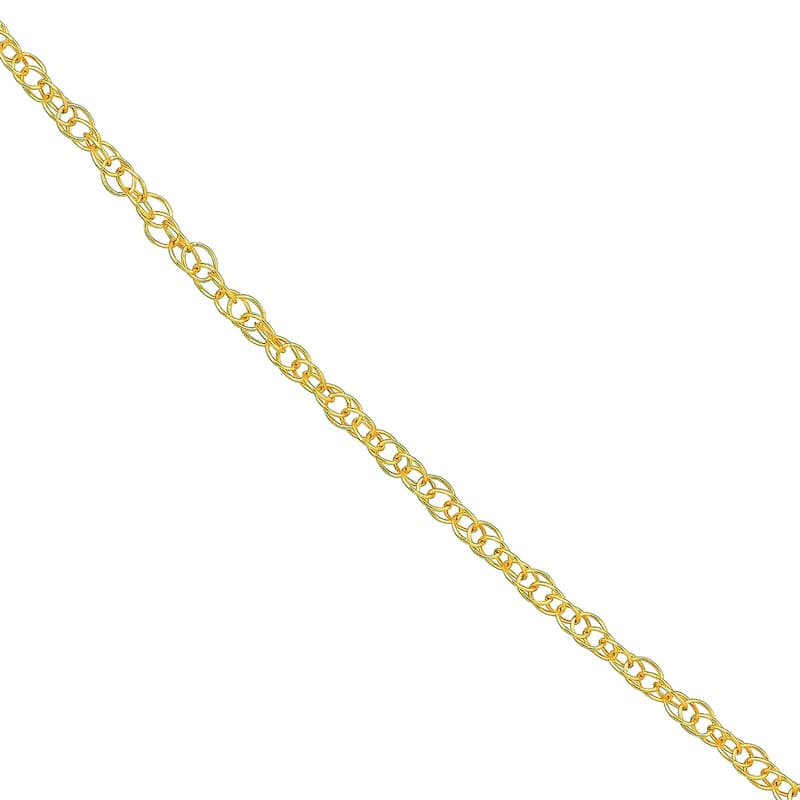 Curata 10k Yellow Gold 1.2mm Light Weight Rope Chain Necklace (Spring Ring)