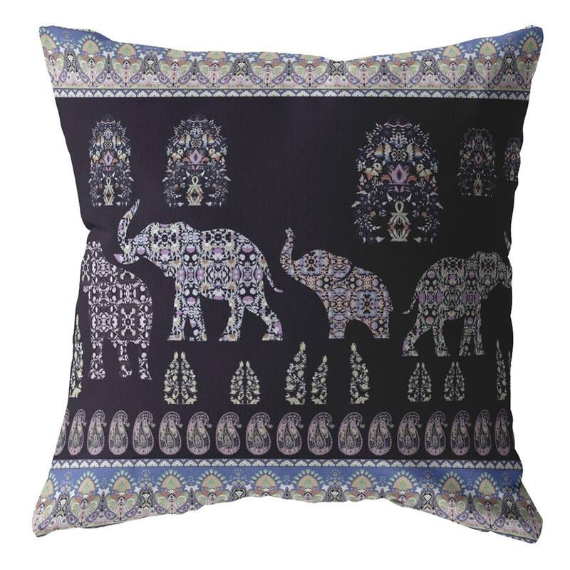 18â€ Purple Ornate Elephant Suede Throw Pillow - Bed Bath & Beyond ...