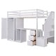 preview thumbnail 32 of 34, Twin Loft Bed with Wardrobe, Desk, Drawers, Cabinet, and Staircase, Grey