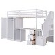preview thumbnail 29 of 28, Wooden Twin Size Loft Kids Bed with Wardrobe, Desk, Storage Drawers, Staircase & Cabinet, Space-Saving Modern Design, Grey