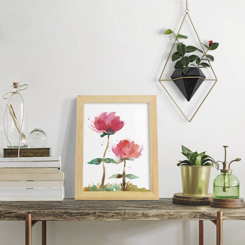 Pink Fleurs I -Framed Print w/glass-Cherry Red