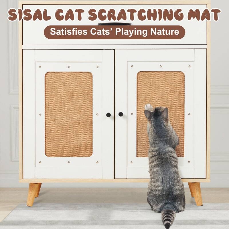 EROMMY Cat Litter Cabinet with Drawer - Hidden Litter Box Furniture with Ventilation and Scoop Slot