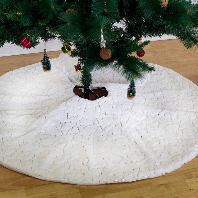 Homey Cozy Velvet Embroidered Christmas Tree Skirt