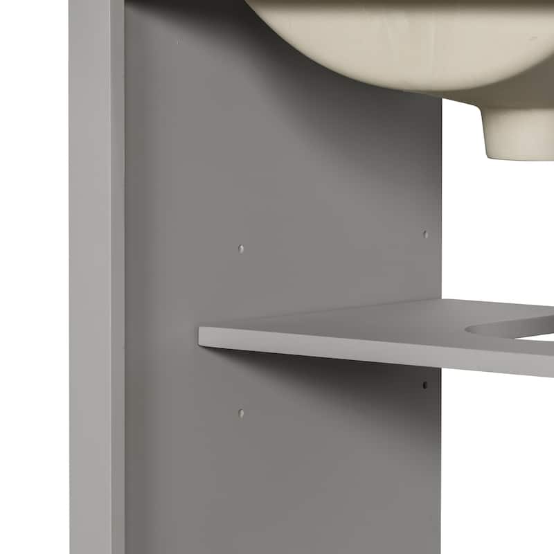 GDFStudio - Lisa Wood & Ceramic 20" Bathroom Vanity with Sink, Soft-Close Door & Storage Rack