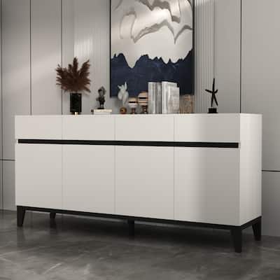 63"W Buffet Dresser Cabinet Console Table Sideboard 4 Door 4 Drawer - 62.99"W