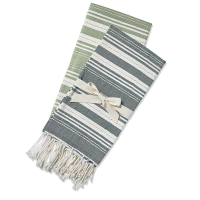 Sola Set of 2 Dark Green Guest Towels Cotton Hand Towels Everyday Use 22x16 Inches Machine Washable