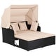 preview thumbnail 10 of 10, Patio Rattan Daybed Outdoor Loveseat Sofa Set with Retractable Canopy Beige