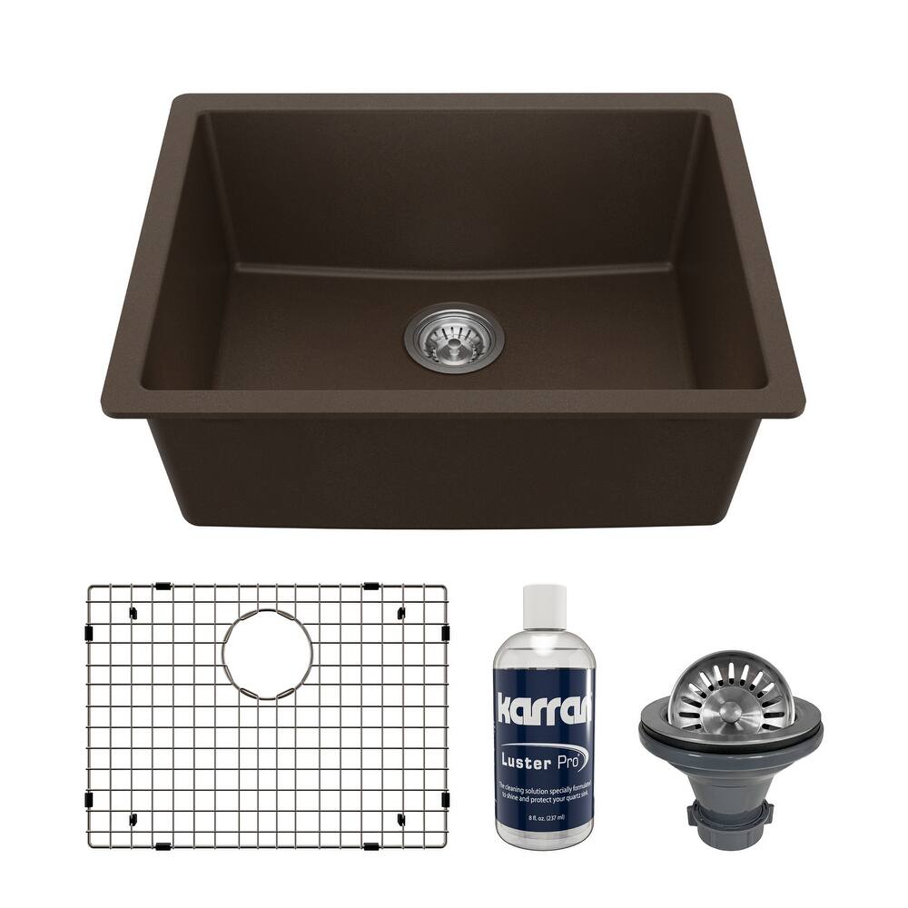 Karran Undermount 24.38 in Single Bowl Quartz Kitchen Sink Kit
