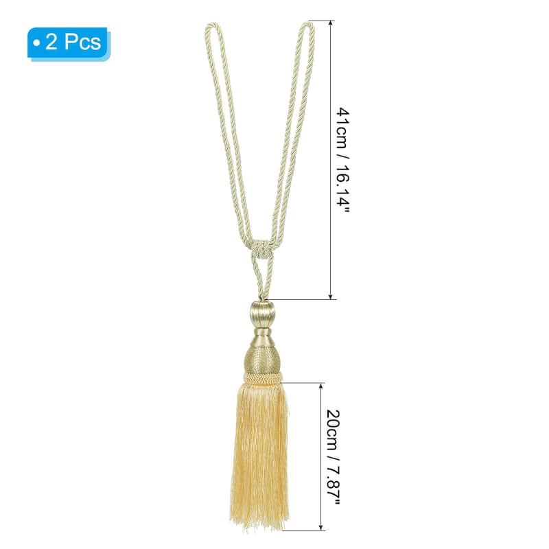 2 Pack Elegant Handmade Curtain Tiebacks Home Office Decorative - Light Yellow - 16"