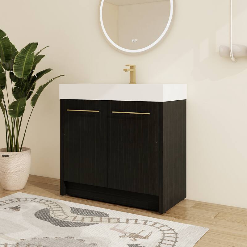 Malwee 24"/30"/36"/48" Bathroom Vanity with Sink, FreeStanding Vanity with Soft Close Doors and adjustable shelf - 35.4"×18.1"×35.1"