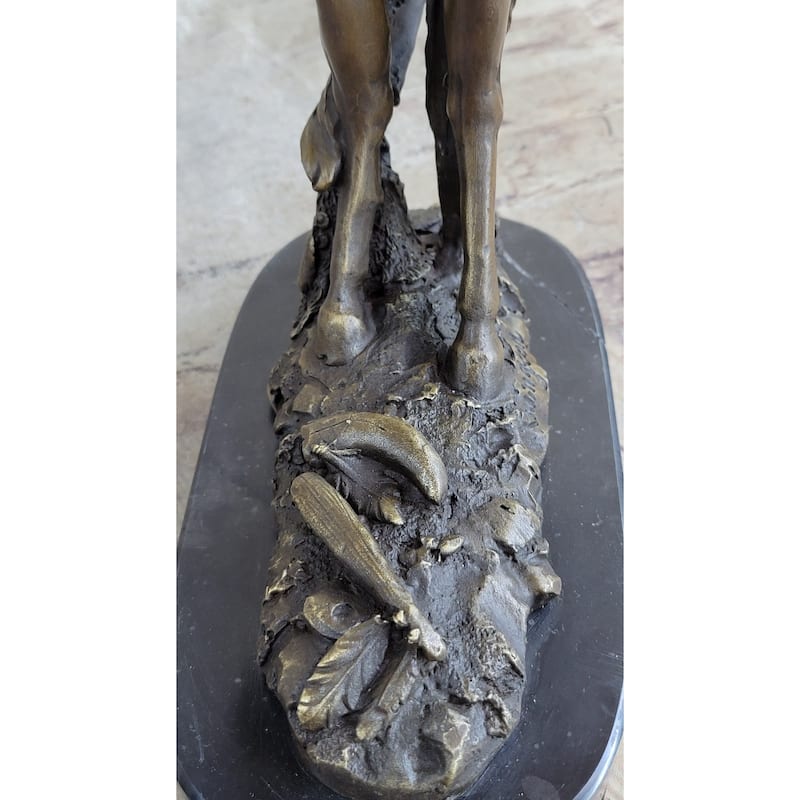 Modern Art Detailed American Indian Chief Riding Horse Bronze Figurine Sculpture