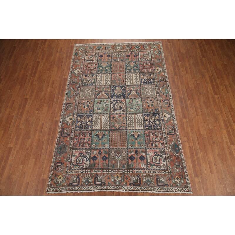Hand Knotted Oriental 100% Wool Carpet Traditional Garden Design Multi-Colored Bakhtiari Area Rug - 10' 5'' X 6' 8''