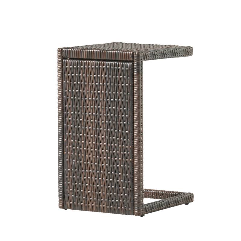 Bucharest Outdoor C-Shaped Side Table - Wicker - Multibrown/(Set of 2) by Christopher Knight Home