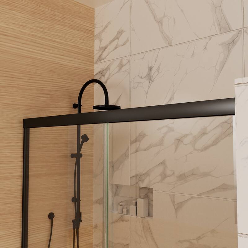 Traditional Sliding Shower Door with Clear Glass