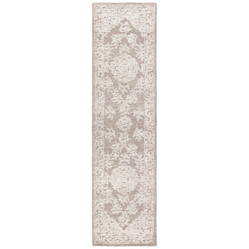 SAFAVIEH Handmade Ebony Oligerta Modern Wool Rug - 2'3" x 9' Runner - Ivory/Dark Grey