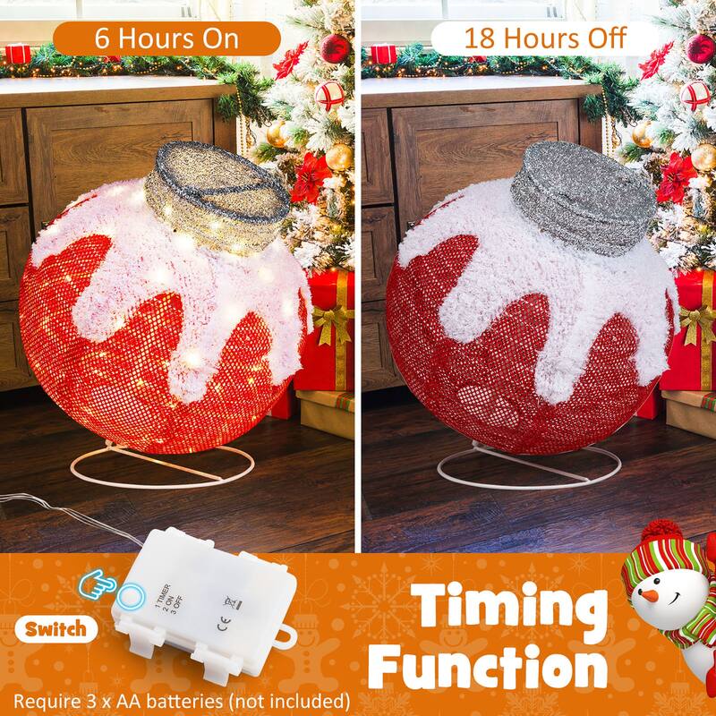 Gymax Outdoor Christmas Lantern Pop-Up Lighted Festive Ball w/ 80 LED - Multi - See Details