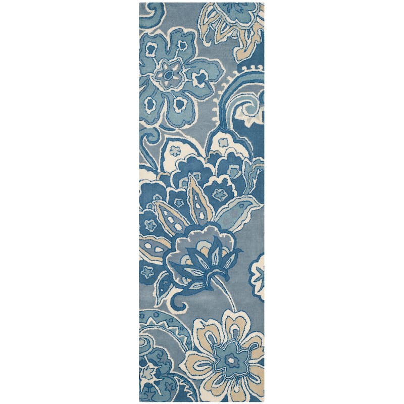 SAFAVIEH Handmade Floral Kaitlin Paisley Blue New Zealand Wool Rug