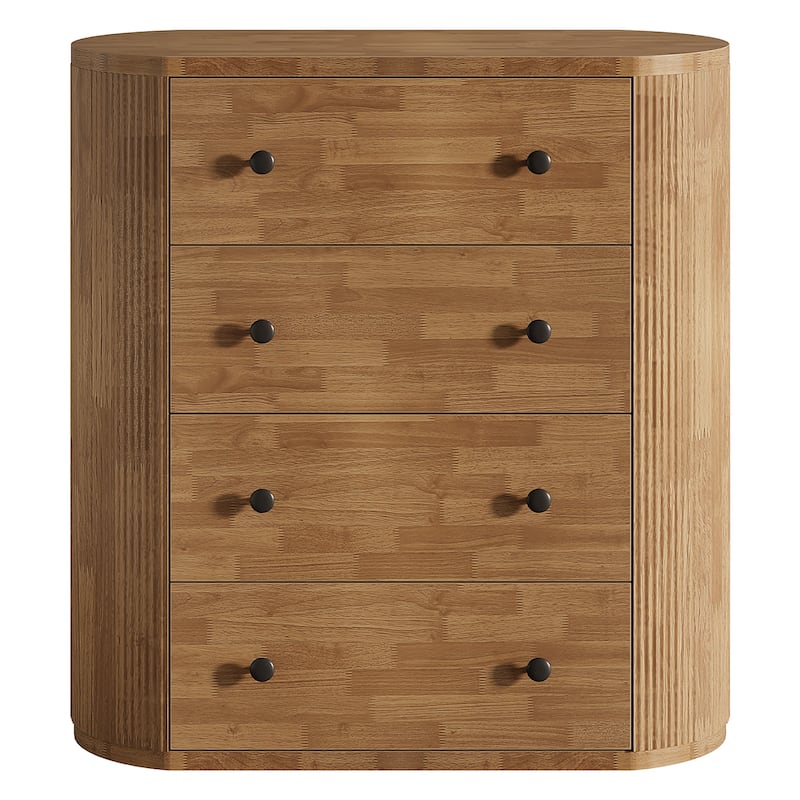 4-Drawer Dresser for Bedroom, Fluted Wooden Chest of Drawers