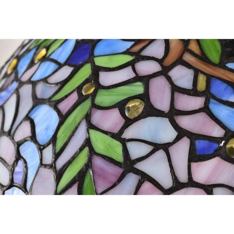 Rikkie 2-Light Wisteria Design Stained Glass Shade Tiffany-Style Pendant Lamp