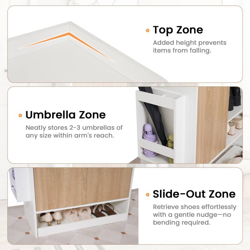 6-Tier Shoe Storage Cabinet with Slide Out Shelf and Umbrella Stand