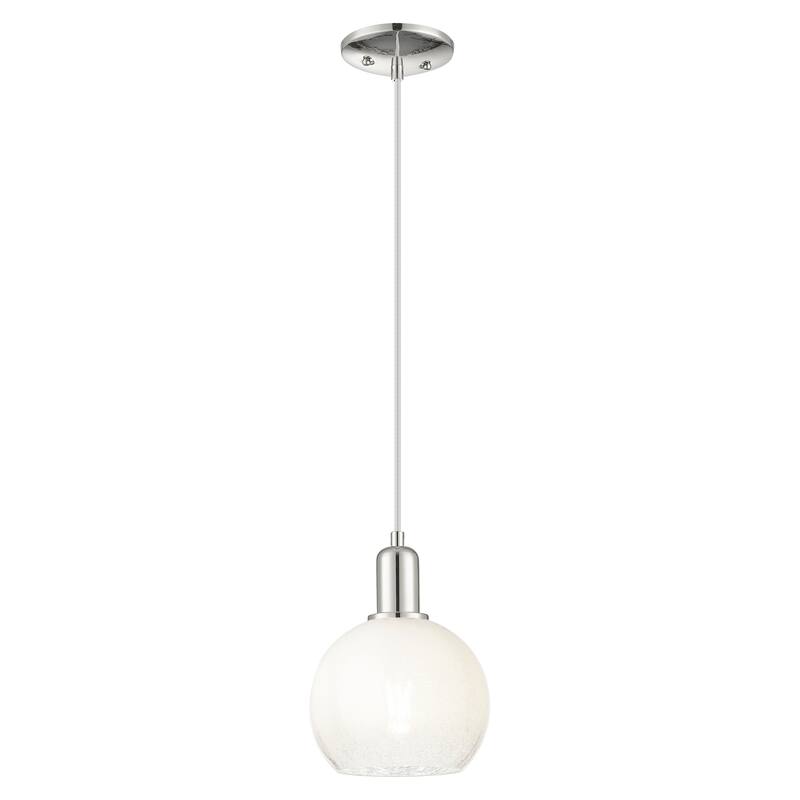Innovations Lighting Downtown Urban - Brookhaven Globe - 1 Light 8" Cord Hung Mini Pendant - Opal Shade/Polished Nickel