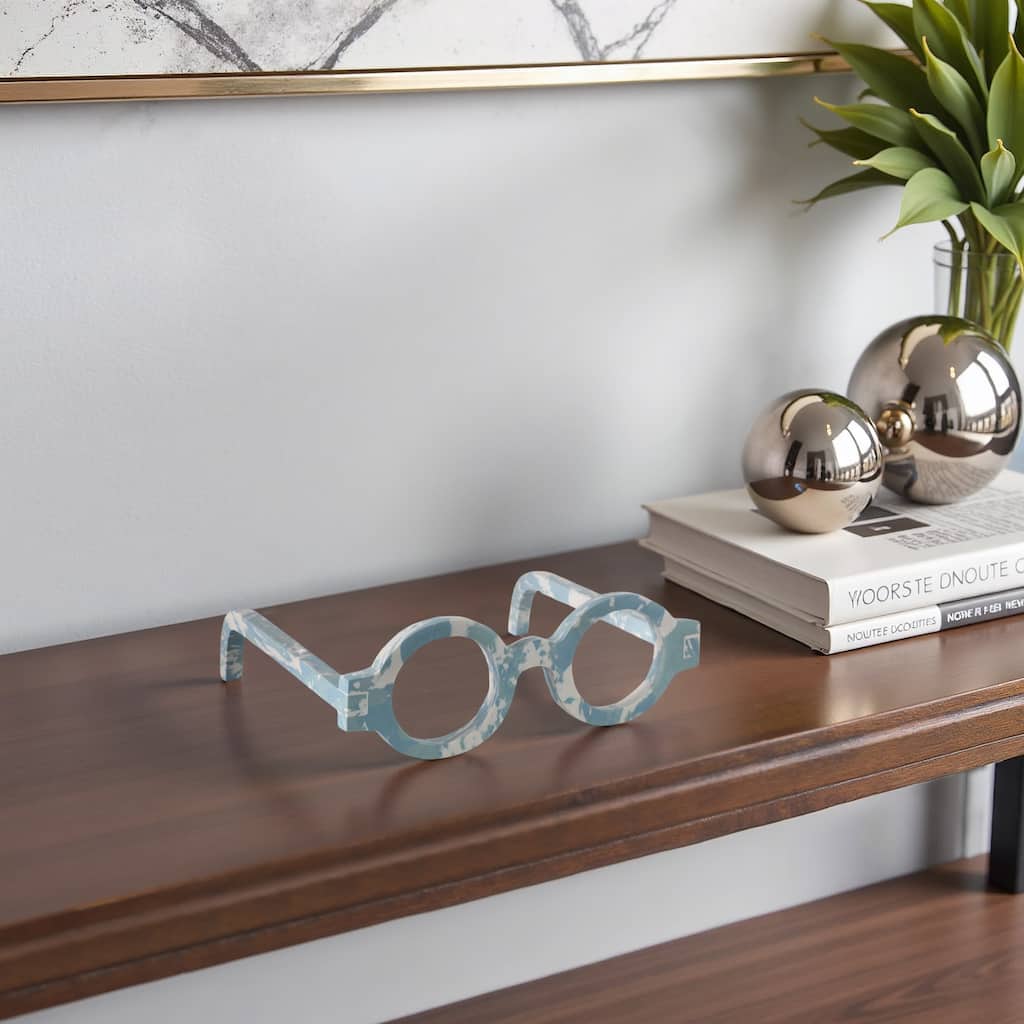 Stone Decorative Object Unique Eyewear Shape with Sculptural Design - 9" x 8" x 3"