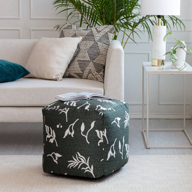 Jani Frangipani Indoor/Outdoor Square Pouf Ottoman - 18" x 18"