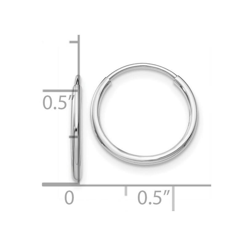 Curata 14k White Gold Polished Endless Tube Hoop Earrings - 14x14mm
