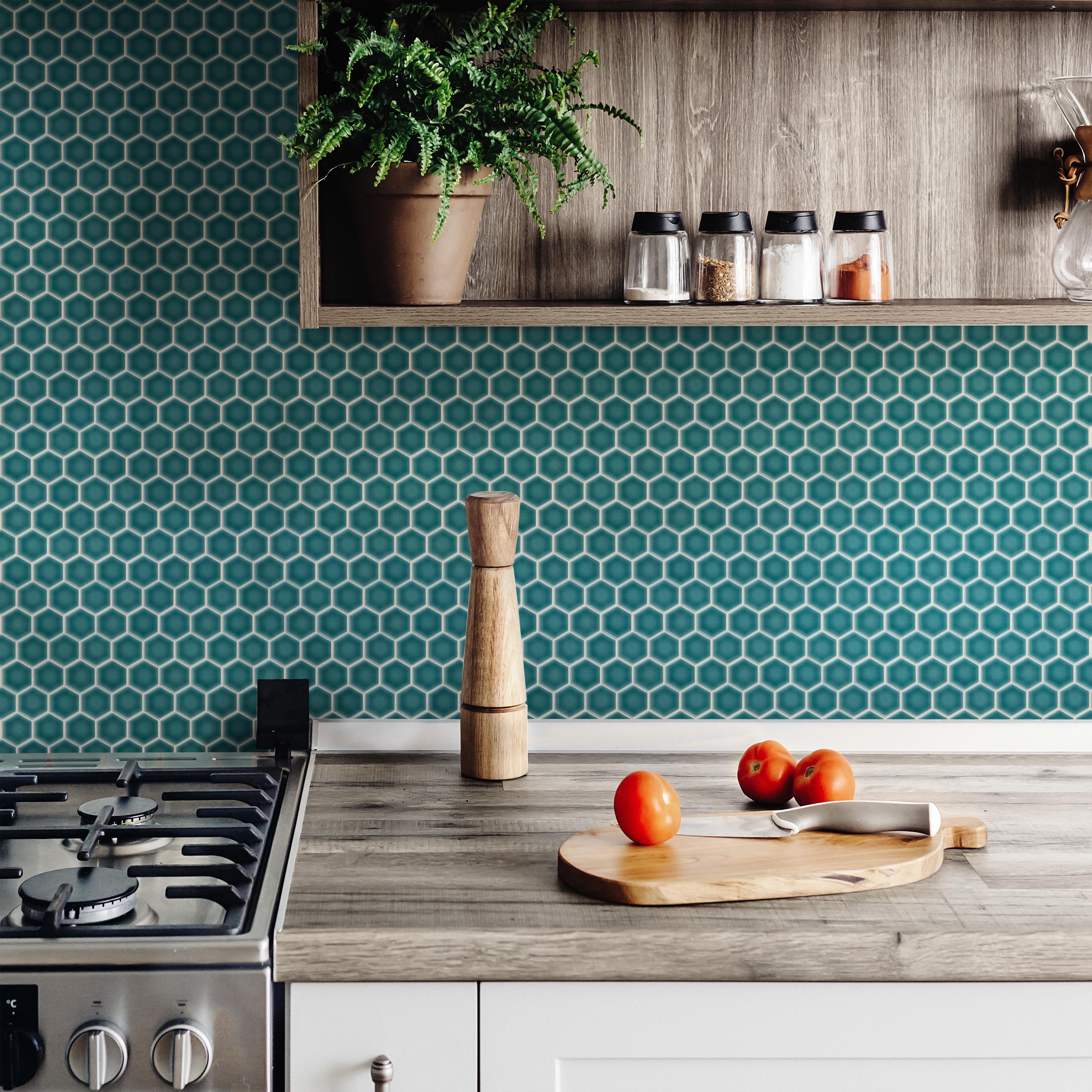 Merola Tile Tribeca 1" Hex Jade 10-1/4" x 11-7/8" Porcelain Mosaic Floor and Wall Tile