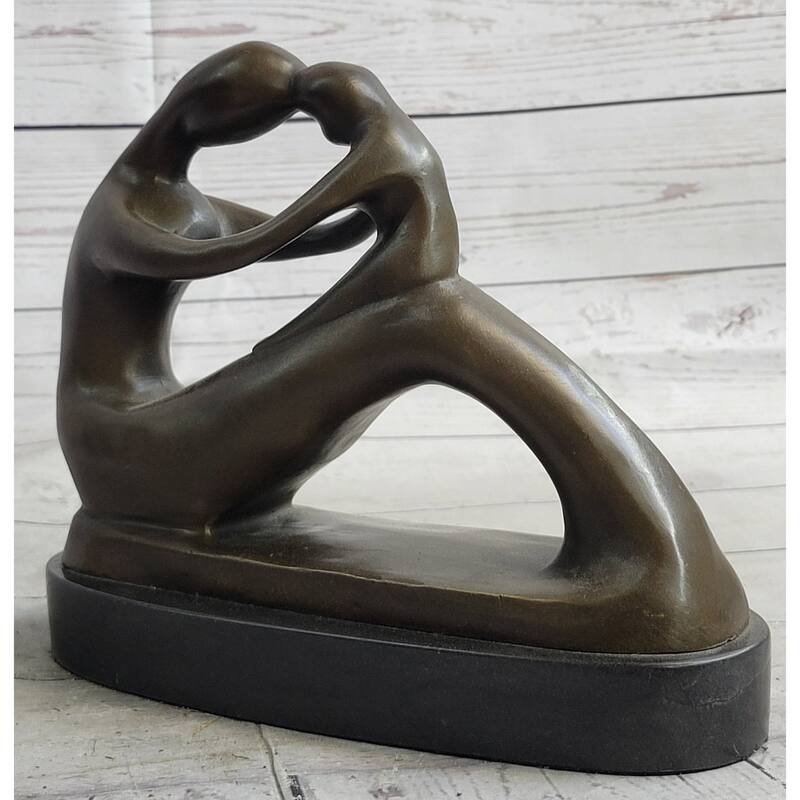 Signed Abstract Modern Art Nursery Decor Mother Child Love Bronze Sculpture By Milo
