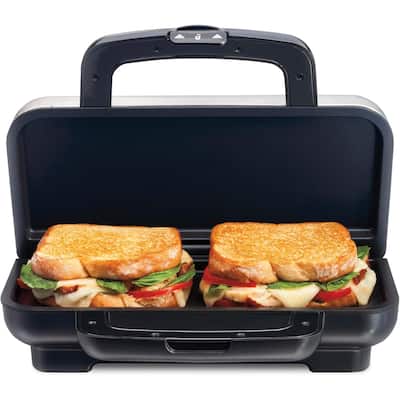 Deluxe Sandwich Maker with PFAS-Free Ceramic Plates for Grilled Cheese/Ruebens, Stainless Steel