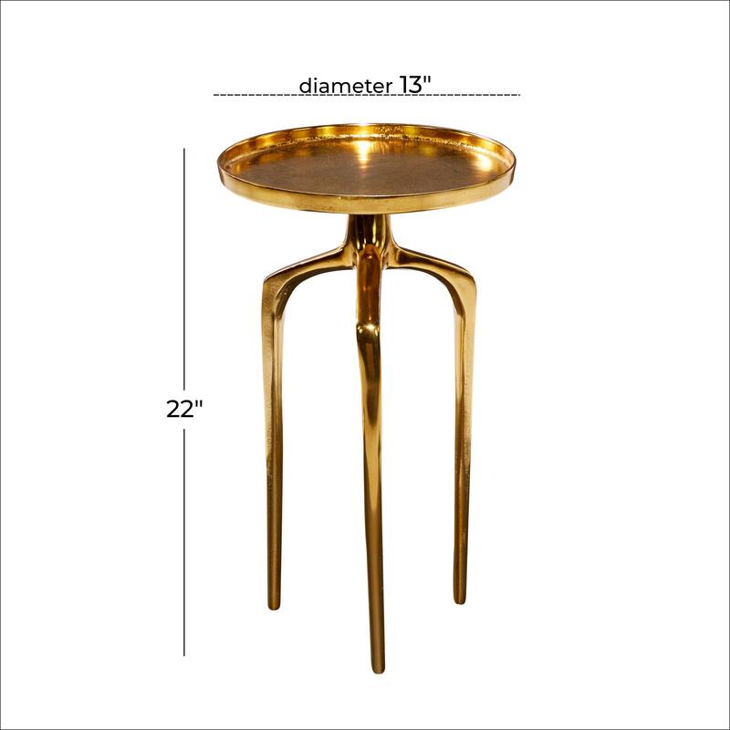 Aluminum Metal Tray Inspired Top Accent Table with 3 Tripod Legs - Gold, Silver or Black - Roche River Decor